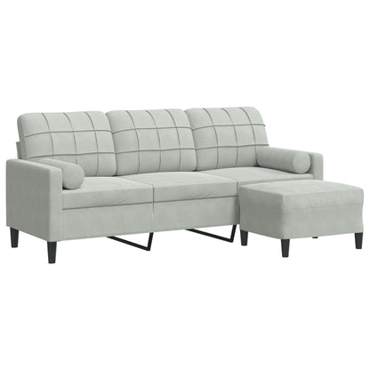 3-Personers Sofa Med Fodskammel Velour