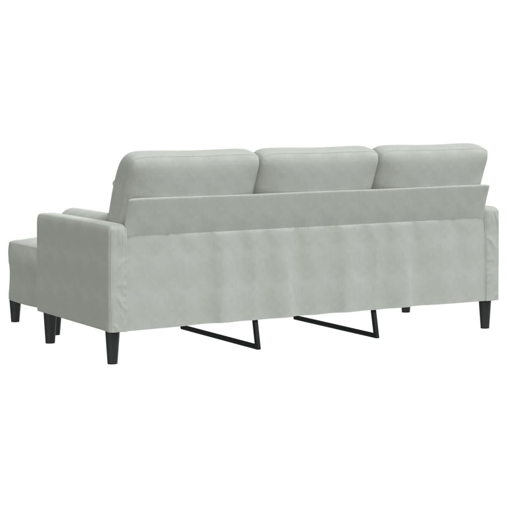 3-Personers Sofa Med Fodskammel Velour
