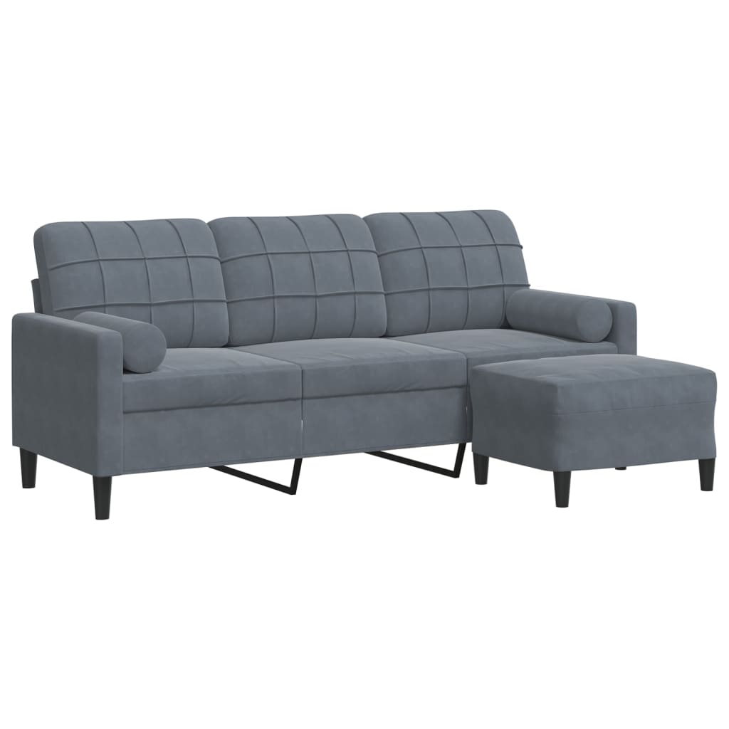 3-Personers Sofa Med Fodskammel Velour