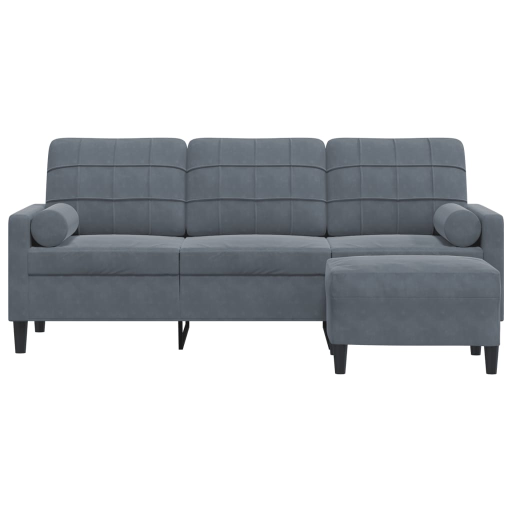 3-Personers Sofa Med Fodskammel Velour