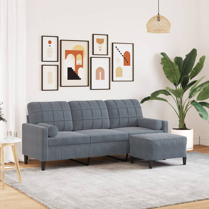 3-Personers Sofa Med Fodskammel Velour