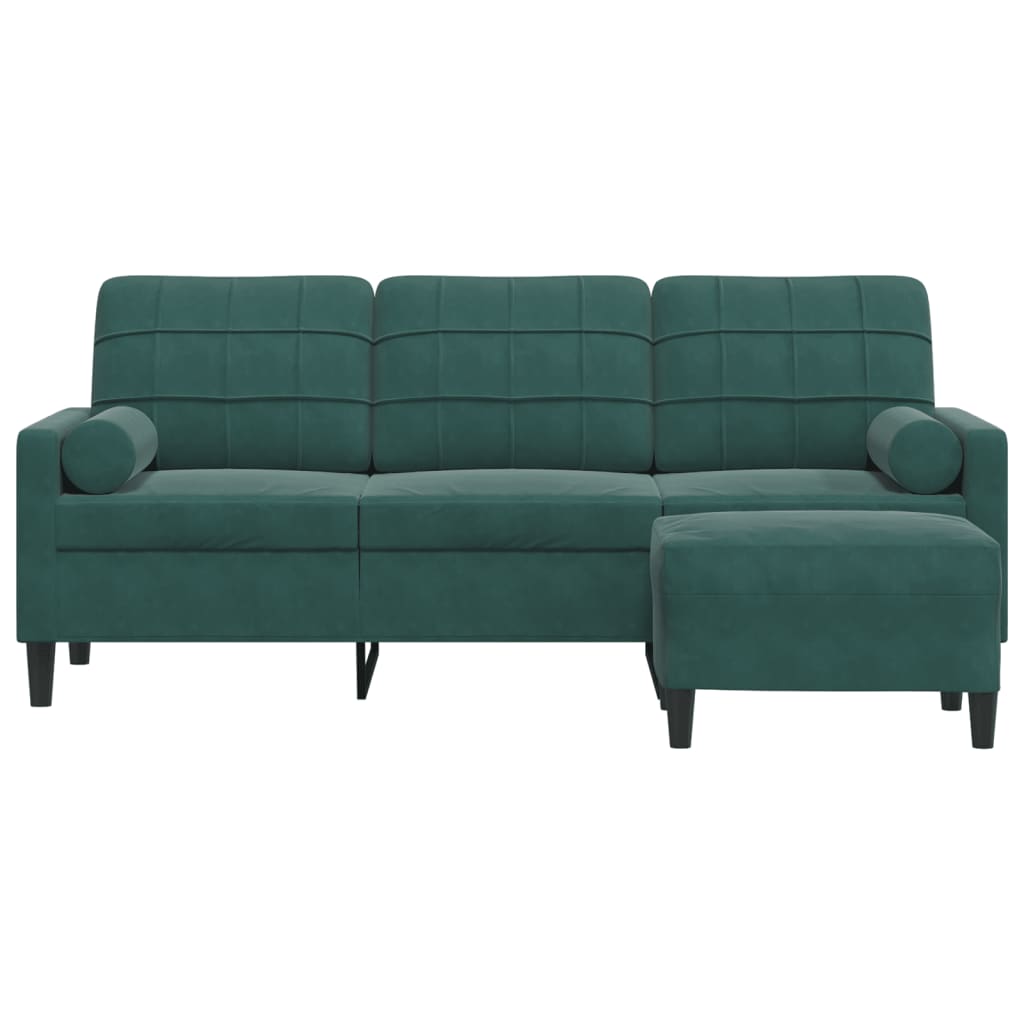 3-Personers Sofa Med Fodskammel Velour