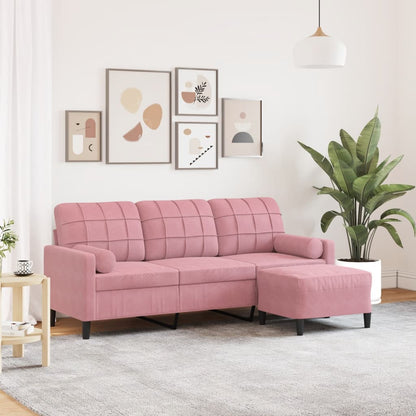 3-Personers Sofa Med Fodskammel Velour