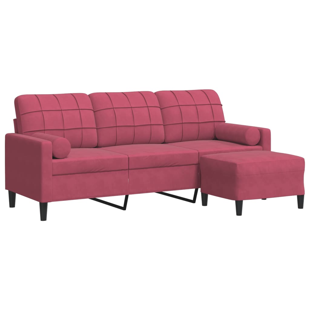 3-Personers Sofa Med Fodskammel Velour