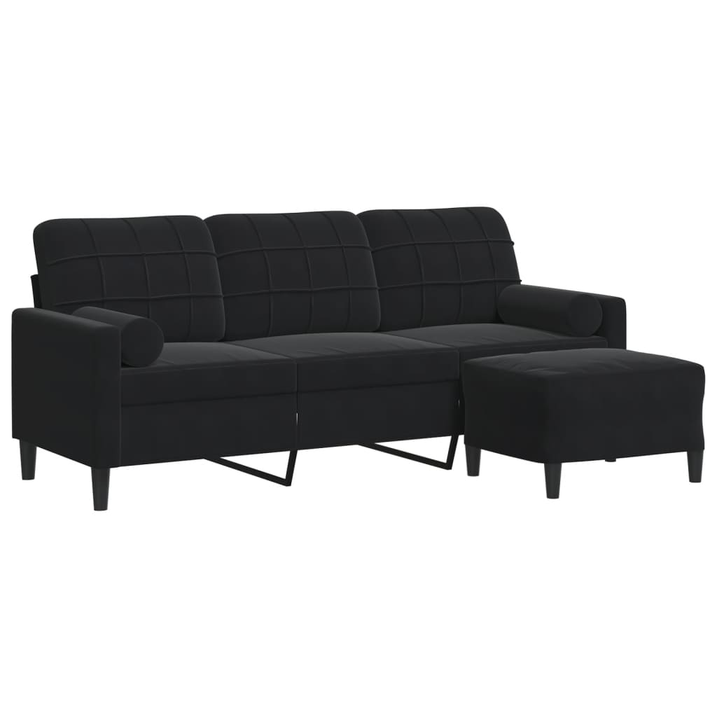 3-Personers Sofa Med Fodskammel Velour