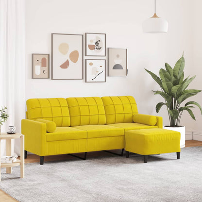 3-Personers Sofa Med Fodskammel Velour