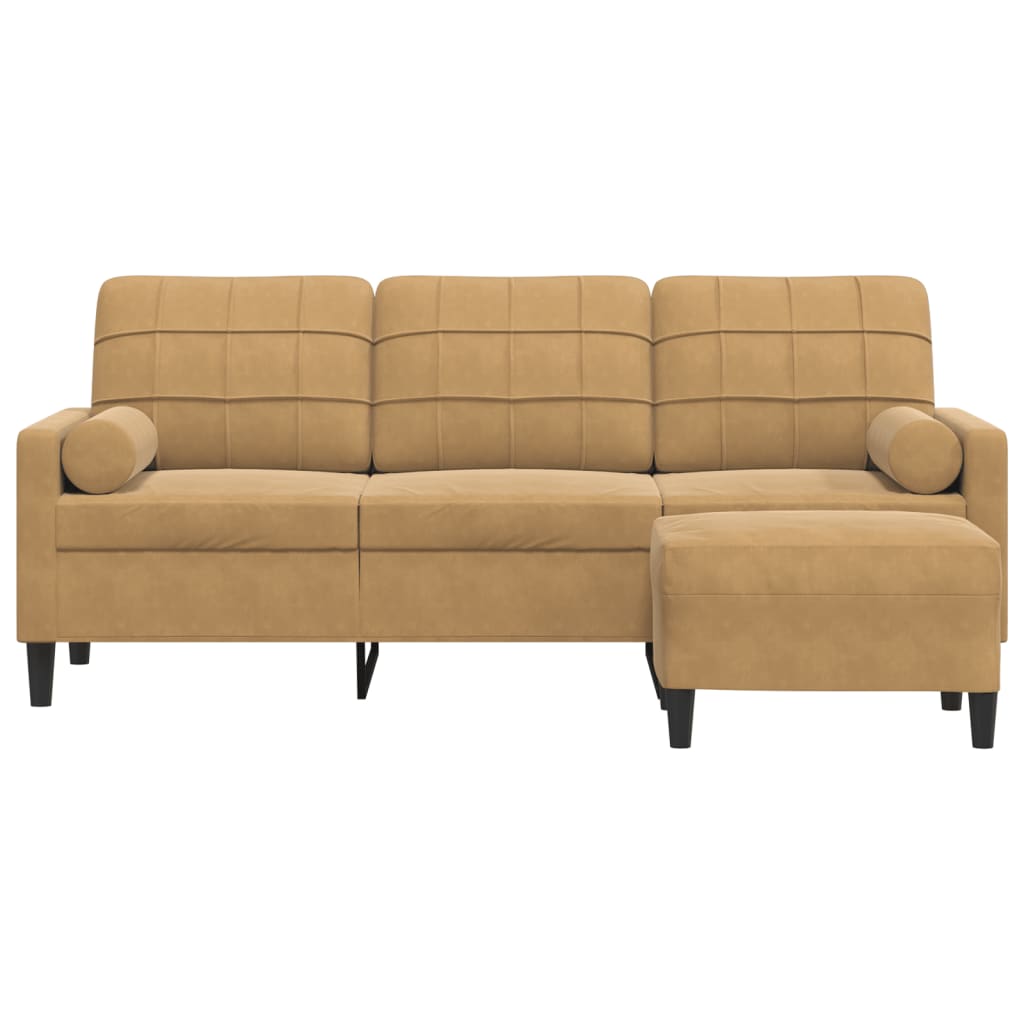 3-Personers Sofa Med Fodskammel Velour