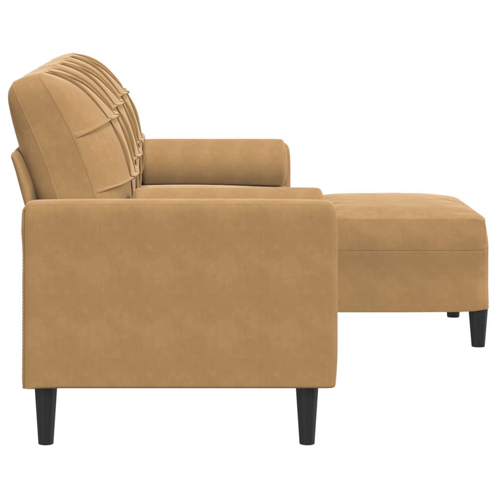3-Personers Sofa Med Fodskammel Velour