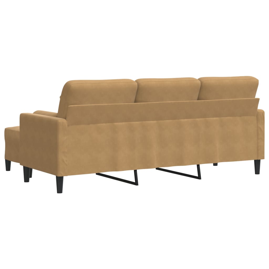 3-Personers Sofa Med Fodskammel Velour