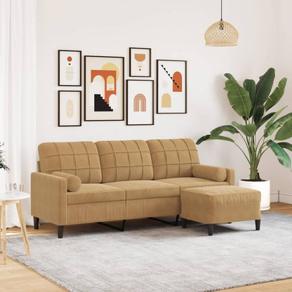 3-Personers Sofa Med Fodskammel Velour