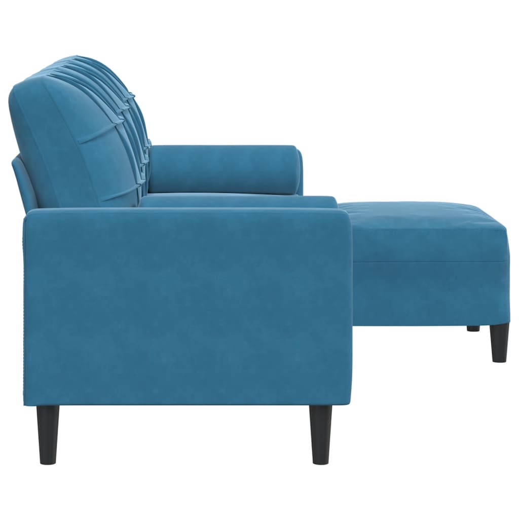 3-Personers Sofa Med Fodskammel Velour