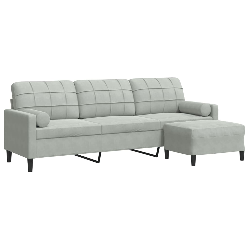 3-Personers Sofa Med Fodskammel Velour