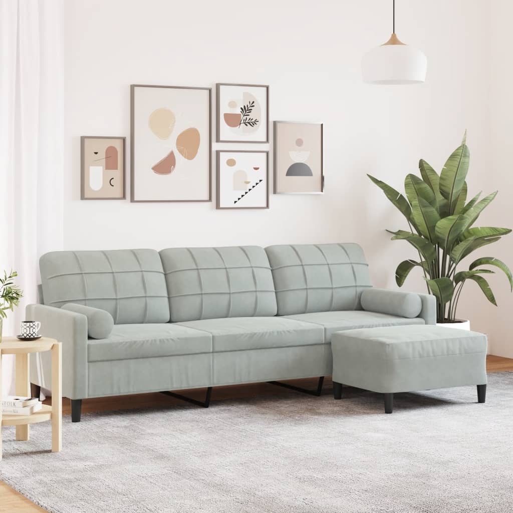 3-Personers Sofa Med Fodskammel Velour