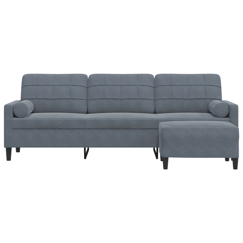 3-Personers Sofa Med Fodskammel Velour