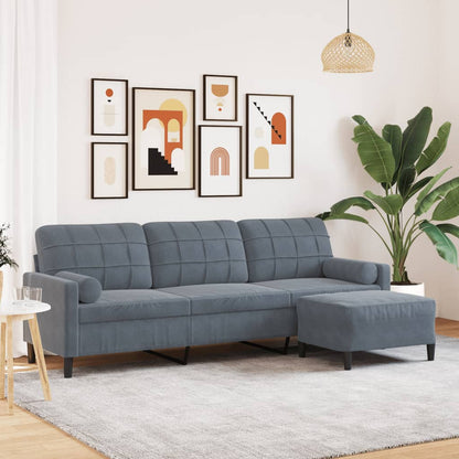 3-Personers Sofa Med Fodskammel Velour