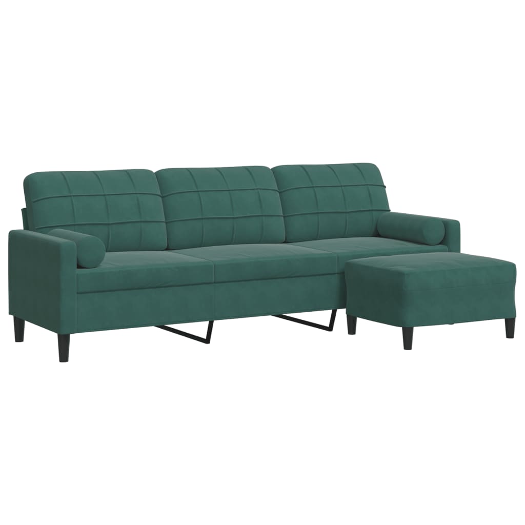 3-Personers Sofa Med Fodskammel Velour