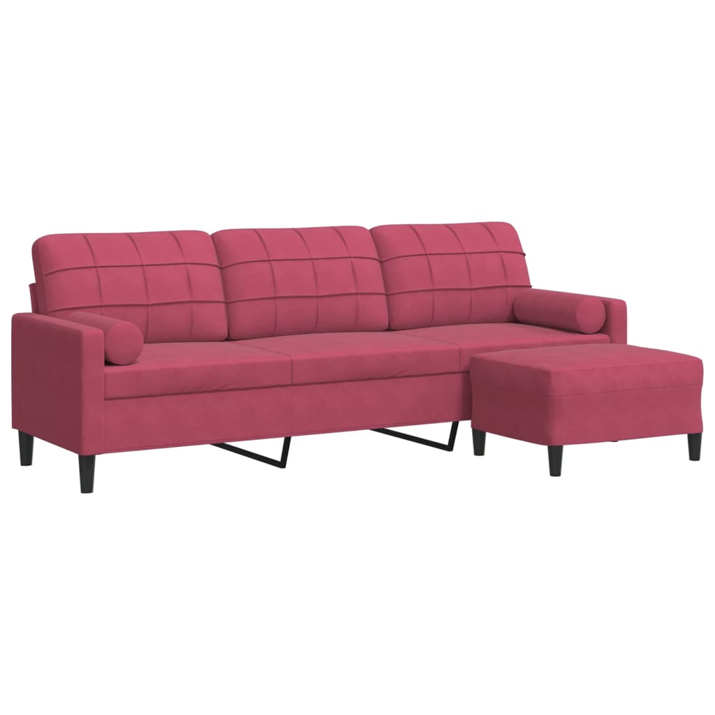 3-Personers Sofa Med Fodskammel Velour