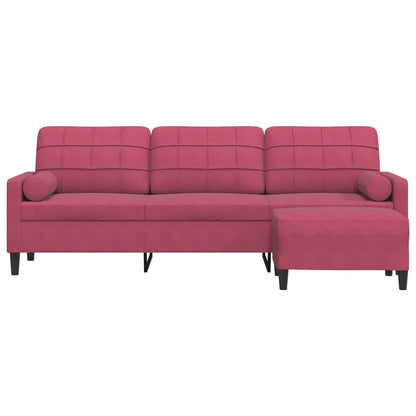 3-Personers Sofa Med Fodskammel Velour