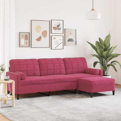 3-Personers Sofa Med Fodskammel Velour