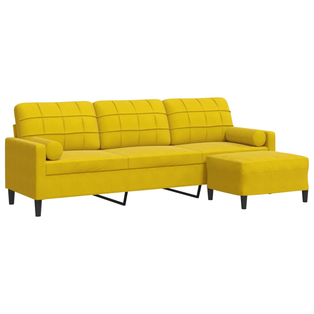 3-Personers Sofa Med Fodskammel Velour