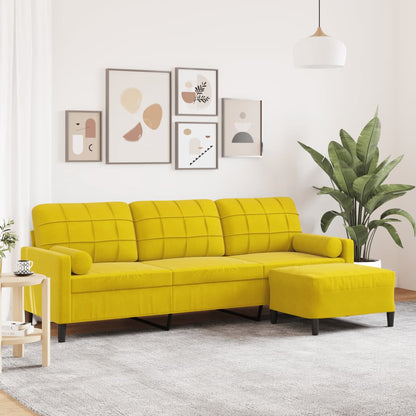 3-Personers Sofa Med Fodskammel Velour