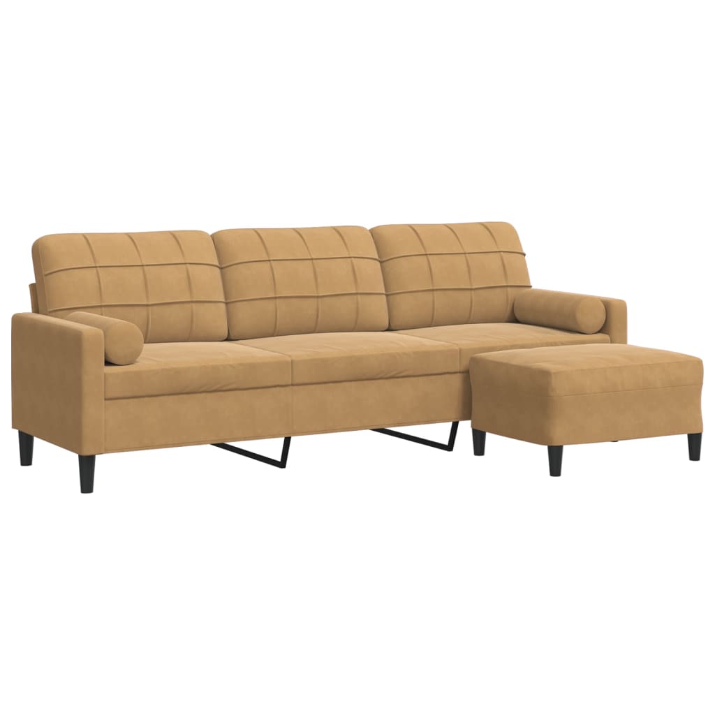 3-Personers Sofa Med Fodskammel Velour
