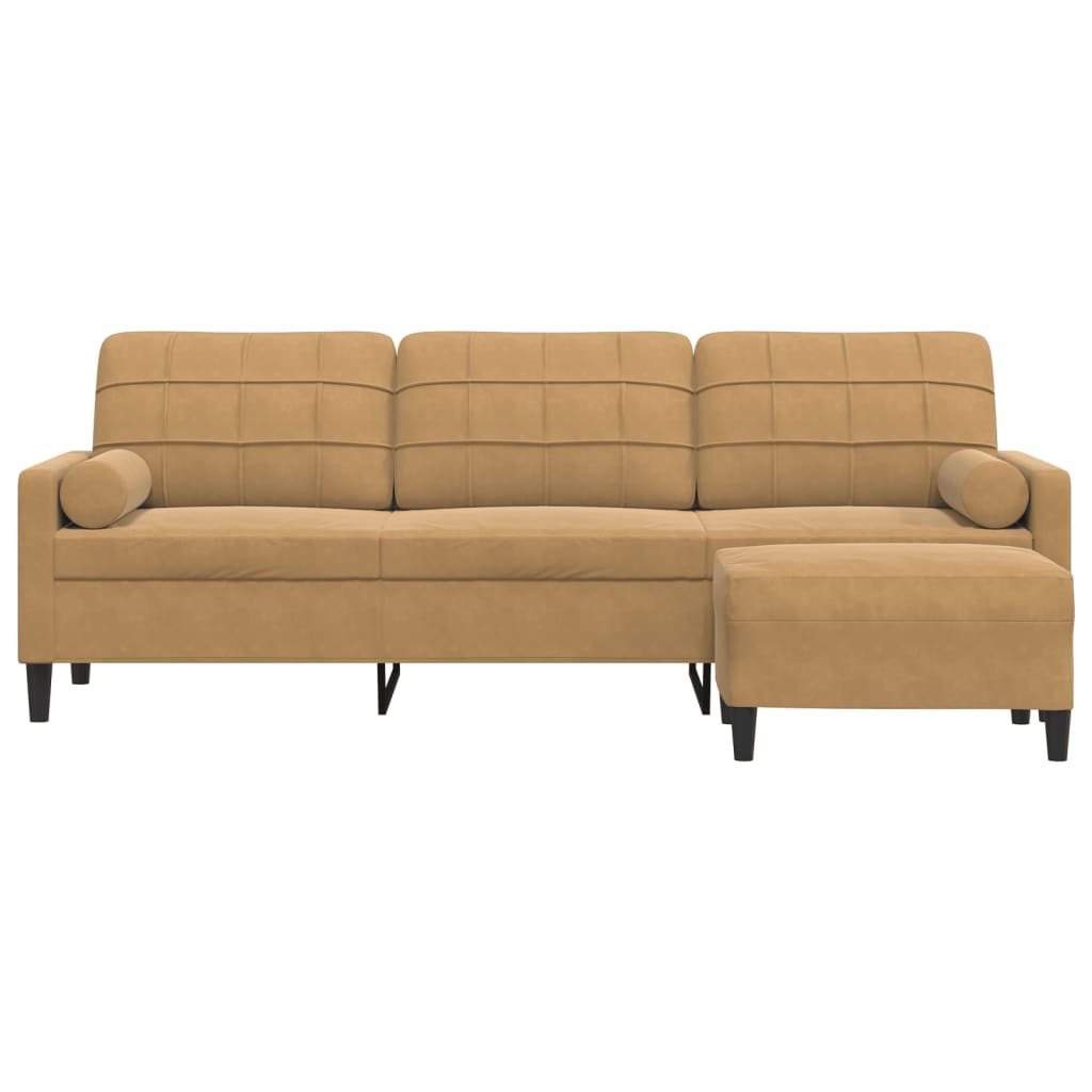 3-Personers Sofa Med Fodskammel Velour