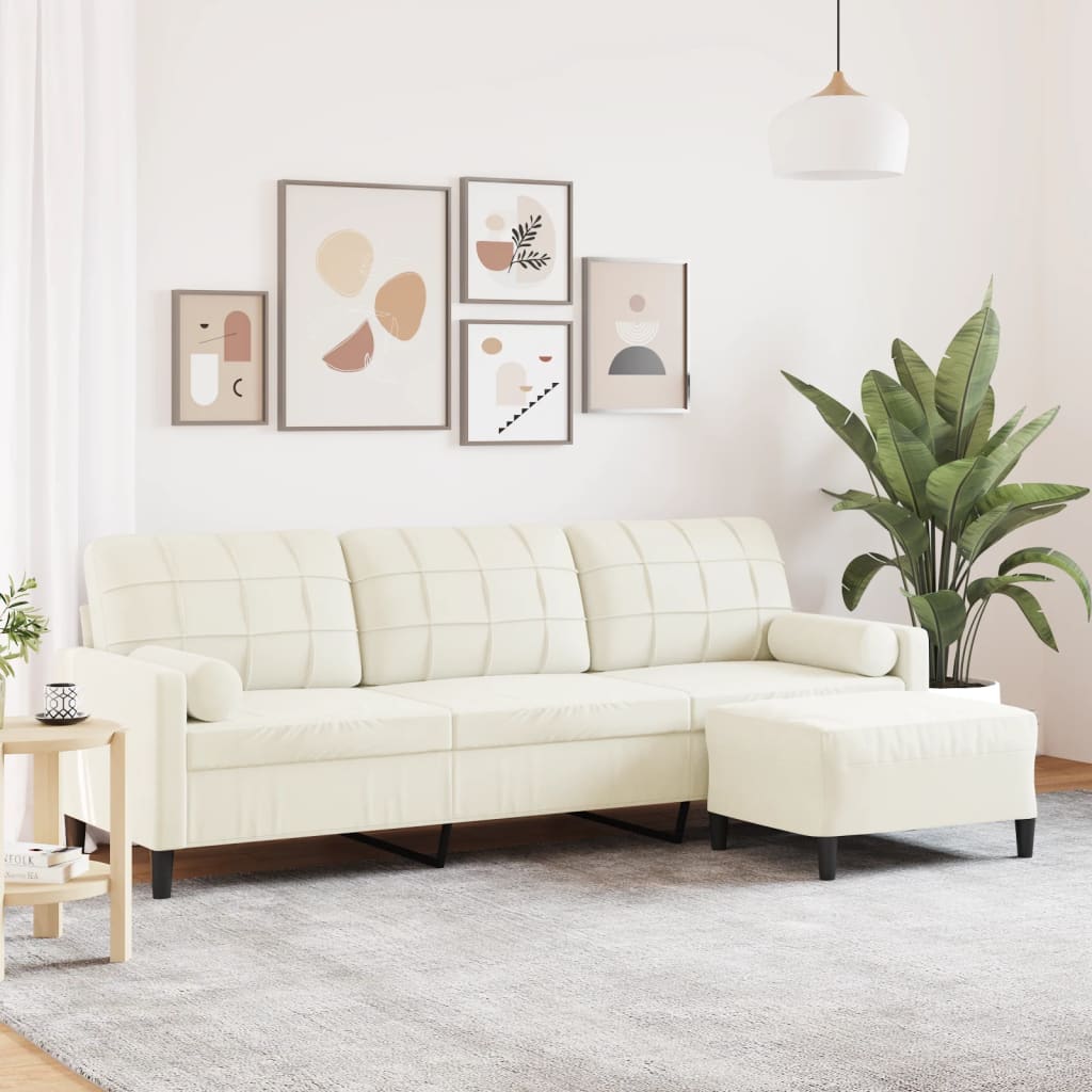 3-Personers Sofa Med Fodskammel Velour