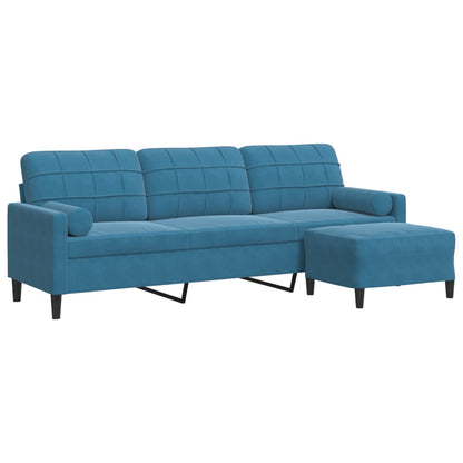 3-Personers Sofa Med Fodskammel Velour