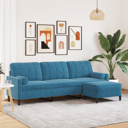 3-Personers Sofa Med Fodskammel Velour