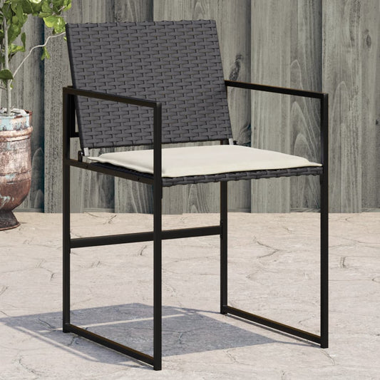 Havestole Med Hynder 4 Stk. Polyrattan Sort Sandfarvet