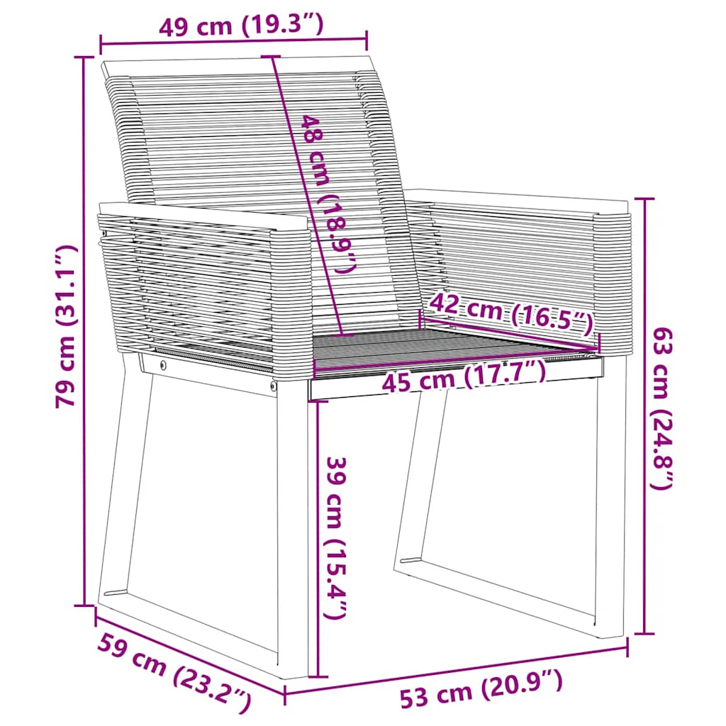 Havestole Polyrattan Sort - Billede 9