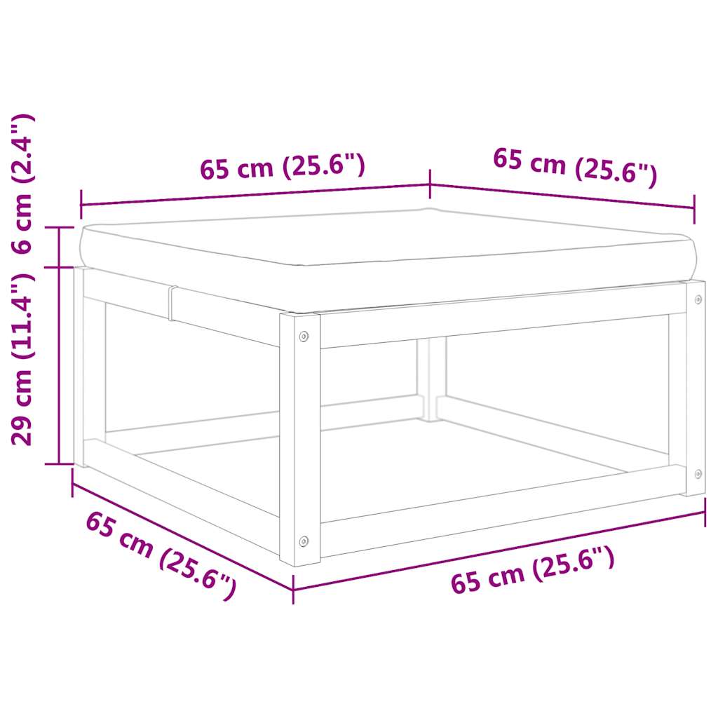 Haveskammel Med Hynde 65x65x29 Cm Massivt Akacietræ - Billede 9