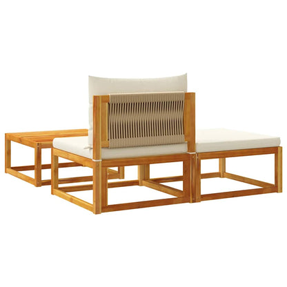 Havesofasæt I 3 Dele Med Hynder I Akacietræ Og Reb