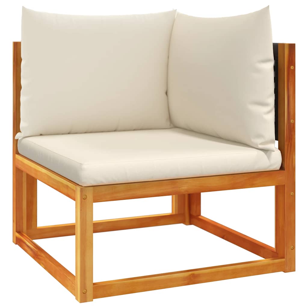 Havesofa Hjørnemodul Med Hynder Akacietræ Og Rattan