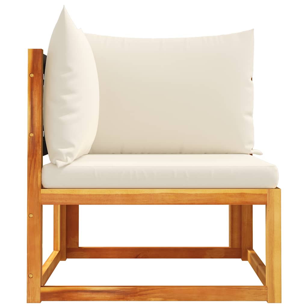 Havesofa Hjørnemodul Med Hynder Akacietræ Og Rattan