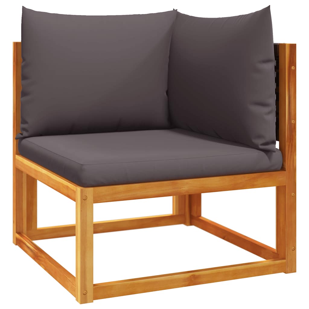 Havesofa Hjørnemodul Med Hynder Akacietræ Og Rattan