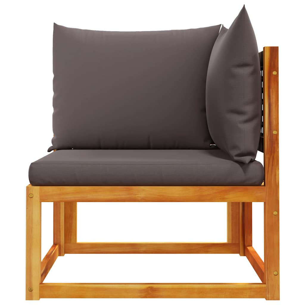 Havesofa Hjørnemodul Med Hynder Akacietræ Og Rattan