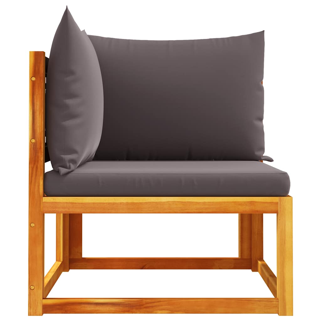 Havesofa Hjørnemodul Med Hynder Akacietræ Og Rattan