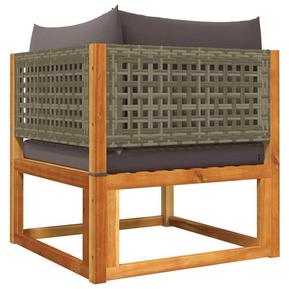 Havesofa Hjørnemodul Med Hynder Akacietræ Og Rattan