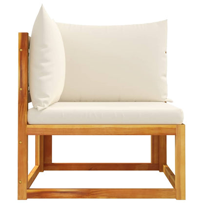 Havesofa Hjørnemodul Med Hynder Akacietræ Og Rattan