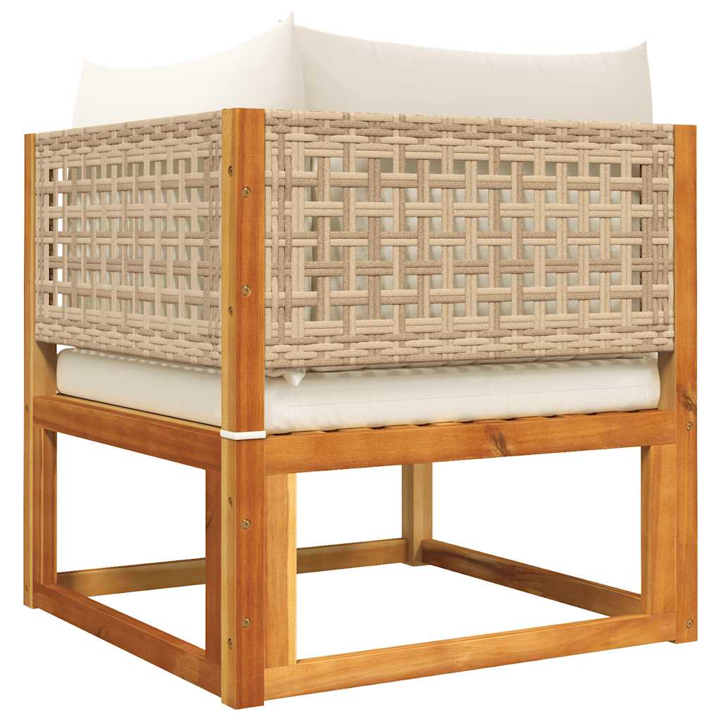 Havesofa Hjørnemodul Med Hynder Akacietræ Og Rattan