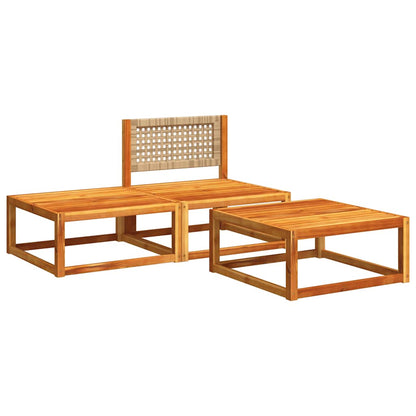 Havesofasæt I 3 Dele Med Hynder I Træ Og Rattan - Billede 3