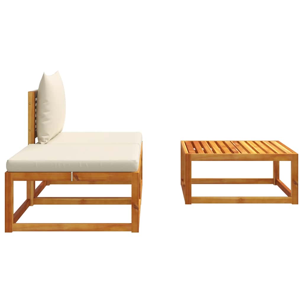 Havesofasæt I 3 Dele Med Hynder I Træ Og Rattan - Billede 5