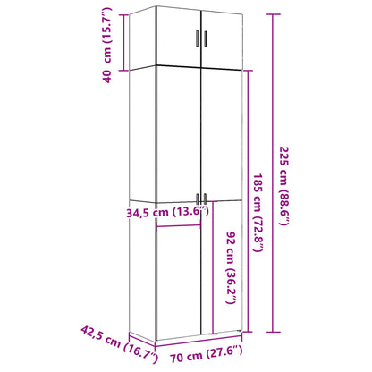 Skab 70X42,5X225 Cm Smalt Konstrueret Træ