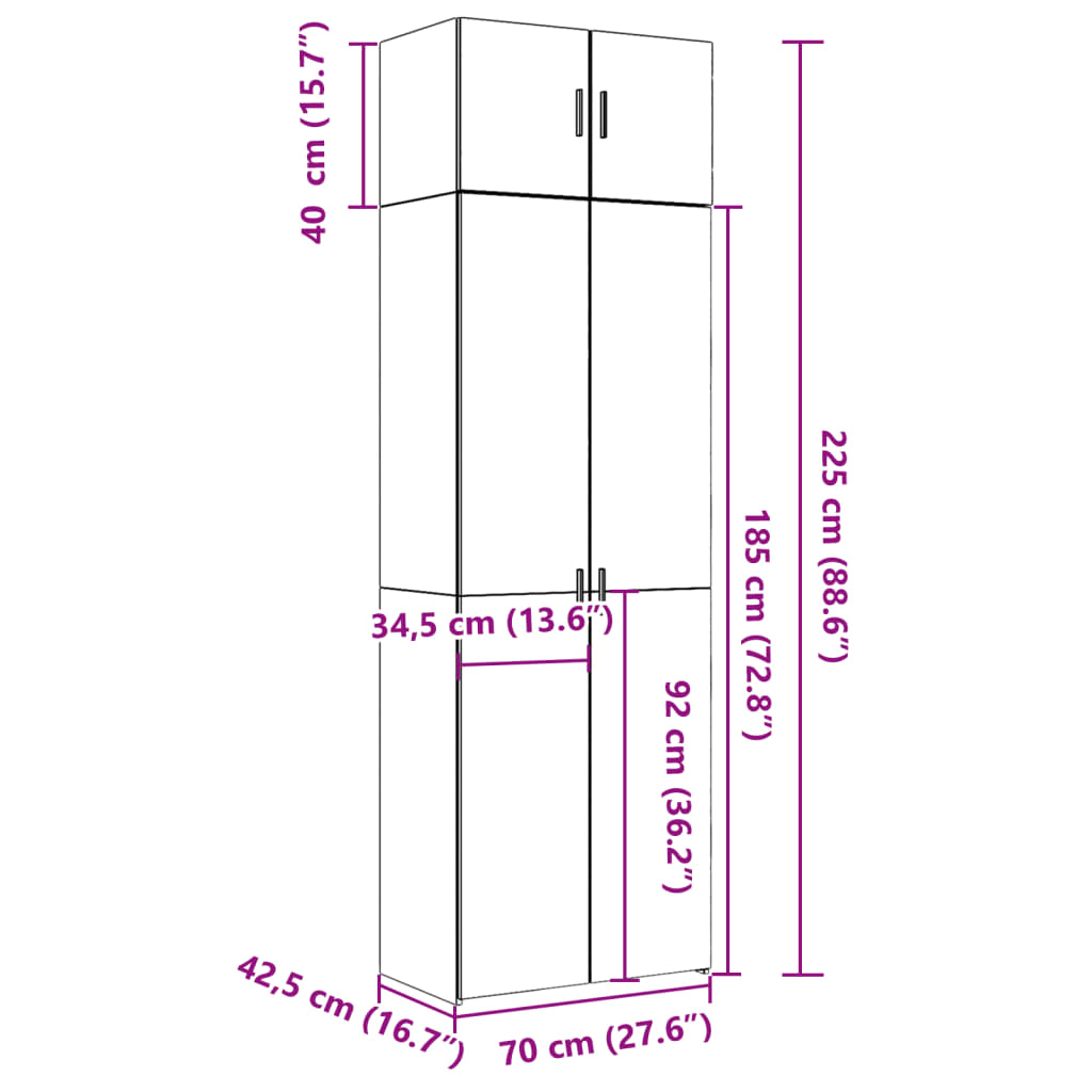 Opbevaringsskab 70X42,5X225 Cm Konstrueret Træ