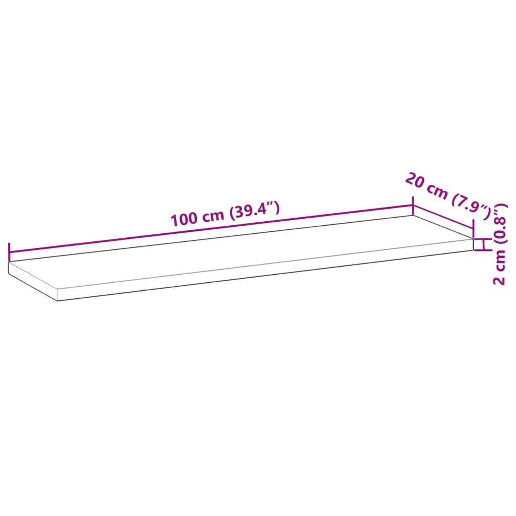 Bordplade 100x20x2 Cm Rektangulær Massivt Akacietræ - Billede 9