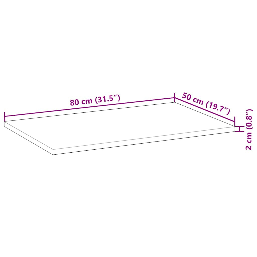 Bordplade 80x50x2 Cm Rektangulær Massivt Akacietræ - Billede 10