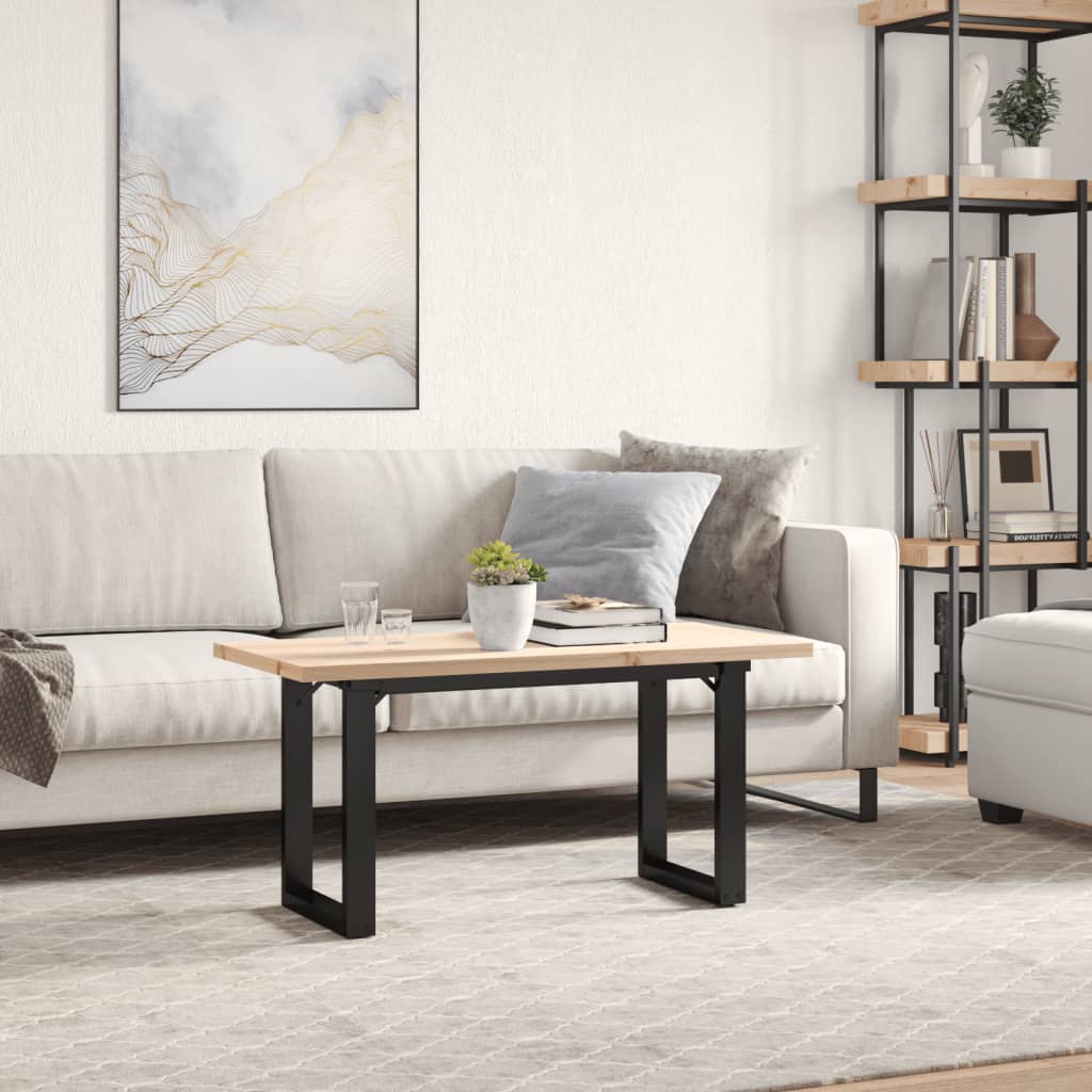 Sofabord 100x50x45,5 Cm O-stel Massivt Fyrretræ Og Stål - Billede 3