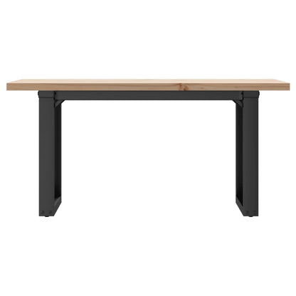 Sofabord 100x50x45,5 Cm O-stel Massivt Fyrretræ Og Stål - Billede 4